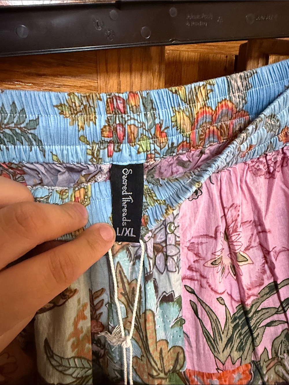 Sacred Threads Floral Patchwork Maxi Skirt - Pink, Blue, Green, Orange - Picture 2 of 5
